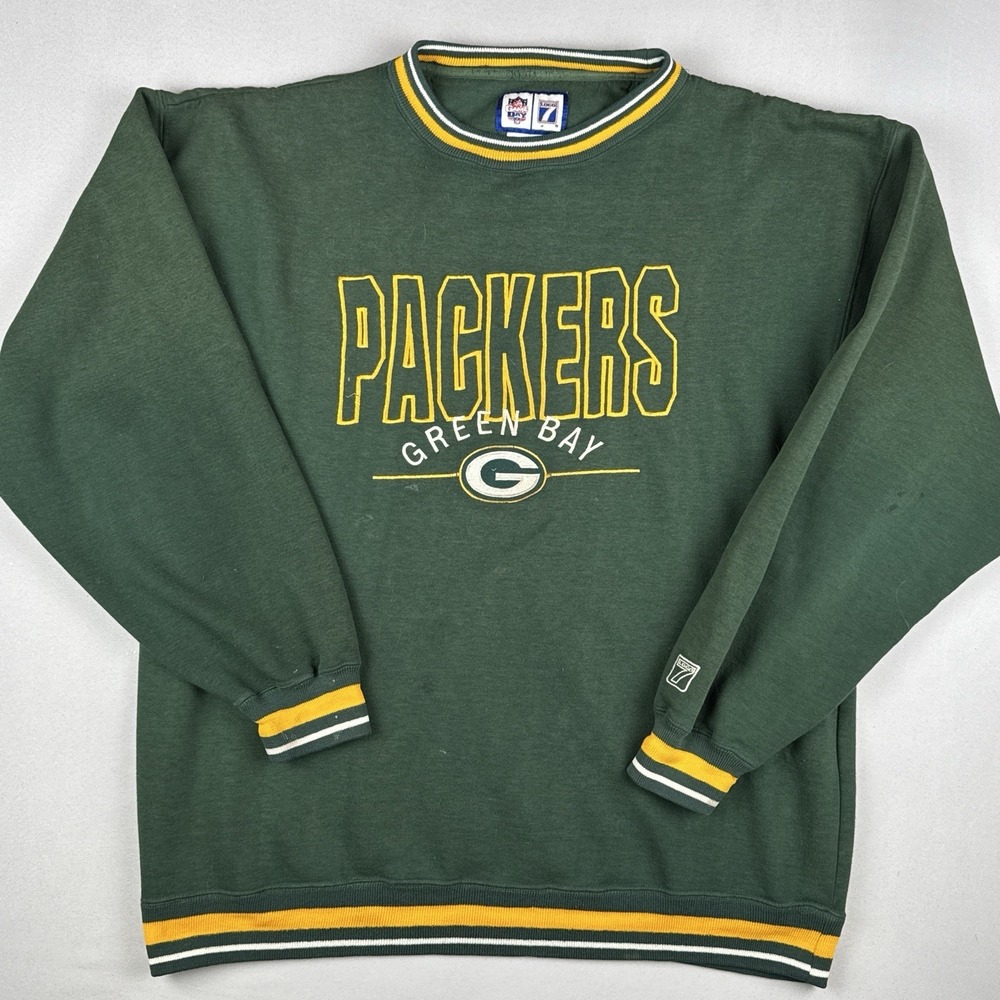 Vintage Green Bay Packers Logo 7 Crewneck Sweatshirt NFL Football 2XL
